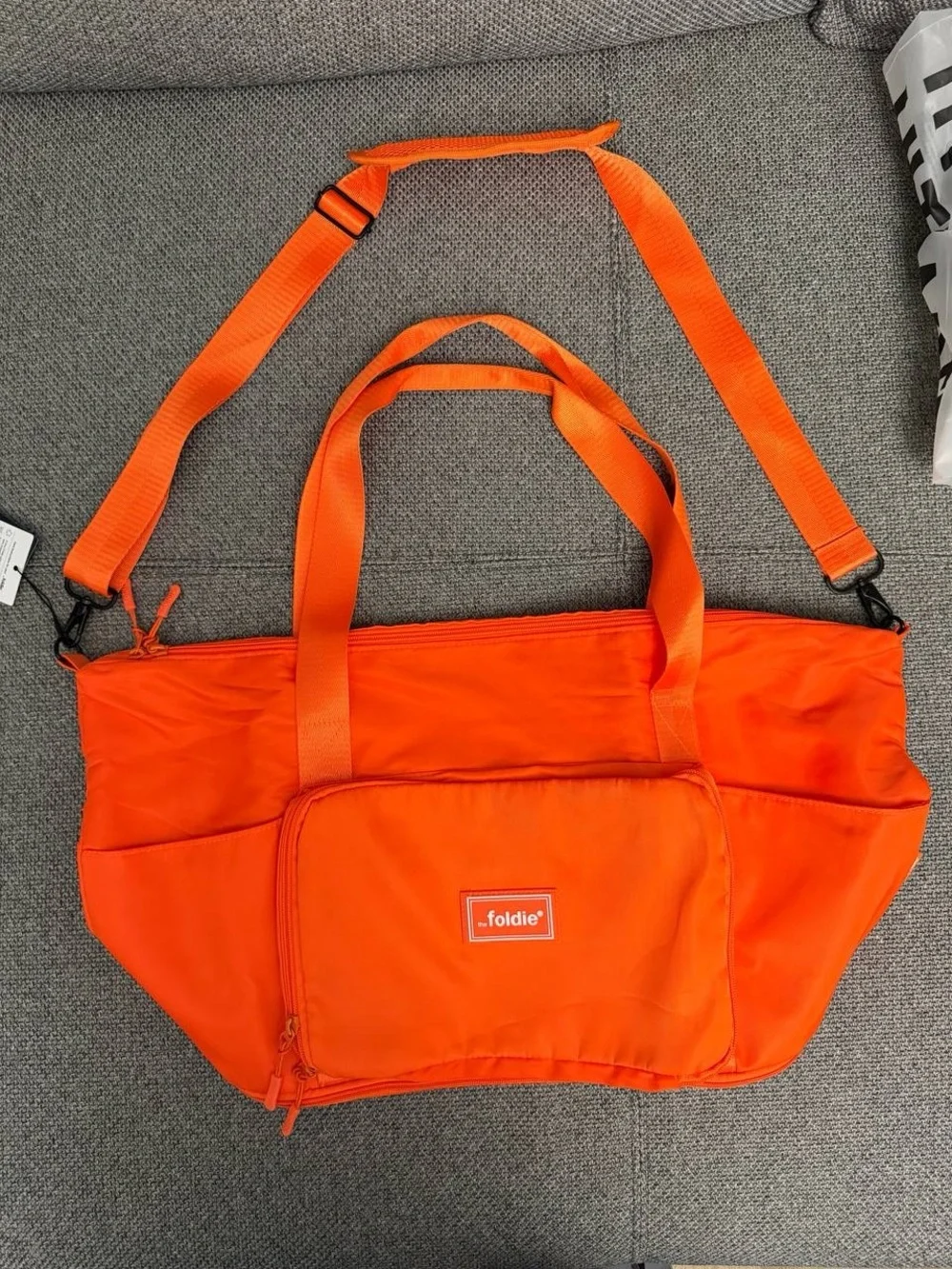Foldie Bright Orange Nylon Tote Bag